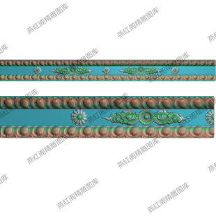 藏式家具床莲花线条洋花边马线佛桌宽线木线条精雕图灰度图浮雕图