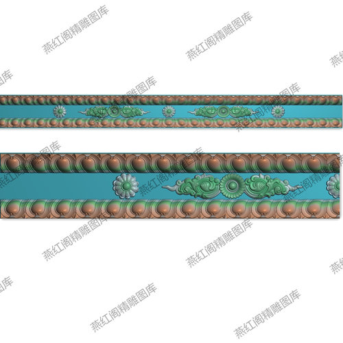藏式家具床莲花线条洋花边马线佛桌宽线木线条精雕图灰度图浮雕图