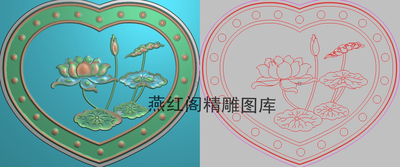 新款简单爱心荷花大床背板精雕图灰度图浮雕精品莲花门板237x199