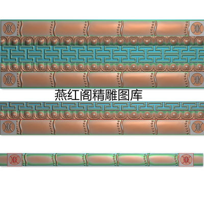 竹节装饰线条边马线莲花瓣回纹木线曲扎桌子围边精雕图灰度图带线