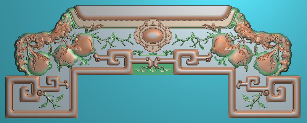 新款精雕图jdp灰度图bmp浮雕精品桃子如意餐椅靠头寿桃脑551x211