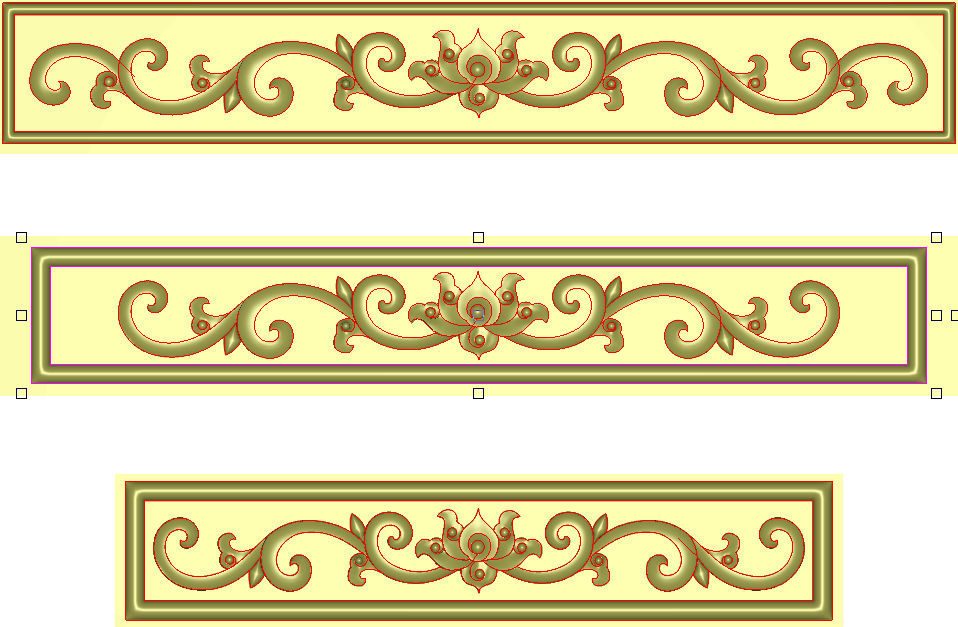 牡丹洋花茶几围板沙发床头靠背上下花横条3个精雕图灰度图浮雕图