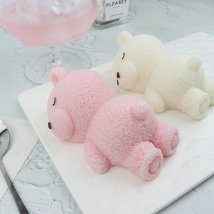 卡通立体瞌睡熊趴趴熊沙皮狗果冻布丁巧克力慕斯蛋糕烘焙硅胶模具