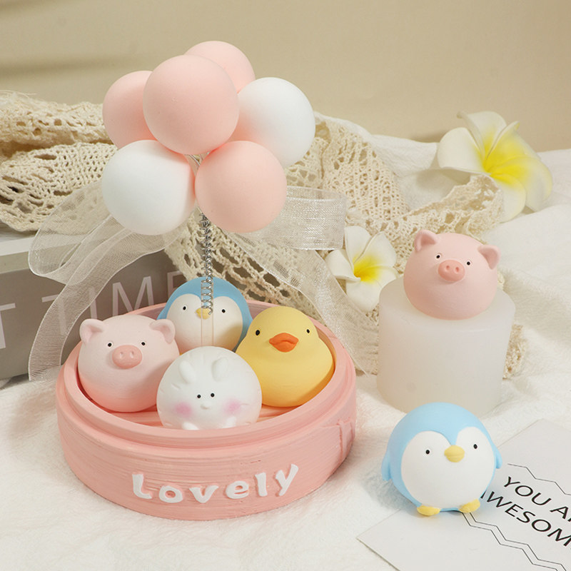 蒸笼小鸭小猪刺猬小兔网红仿真小笼包香薰石膏摆件DIY硅胶模具