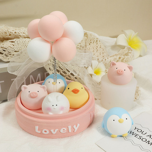 蒸笼小鸭小猪刺猬小兔网红仿真小笼包香薰石膏摆件DIY硅胶模具