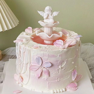 许愿池蛋糕装饰翻糖硅胶模具复古罗马柱冰柱小天使翻糖巧克力模具