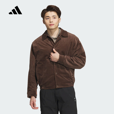 adidas阿迪达斯武极系列灯芯绒外套2025冬男翻领针织夹克 JI8721