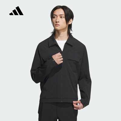 阿迪达斯2024秋季新款男梭织夹克外套运动休闲上衣翻领 JI8692