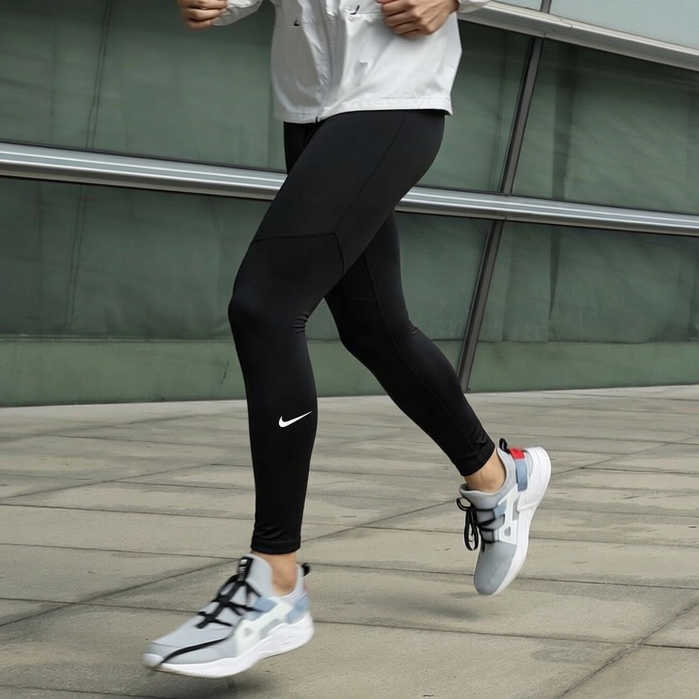 Nike耐克高弹紧身裤男子健身瑜伽裤黑色速干运动裤新款跑步训练裤