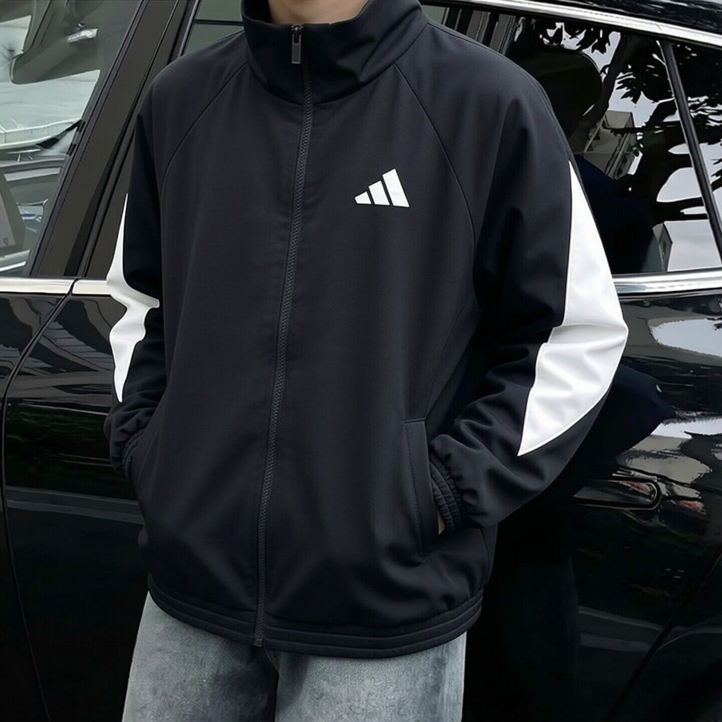 adidas阿迪达斯棒球服男秋季新款复古针织外套防风宽松运动夹克男