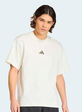 adidas阿迪达斯宽松白色简约半截袖2026夏男透气短袖T恤 KB4875