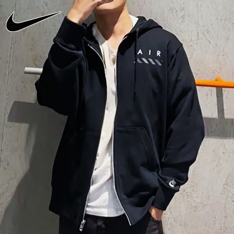 Nike耐克针织毛圈外套男子连帽夹克秋季新款运动服保暖棉上衣