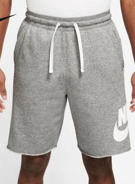 耐克灰色短裤复古学院风法式毛圈简约篮球宽松五分裤男DX0503-063