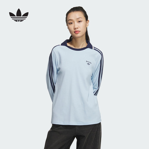 adidas阿迪达斯POLO衫女正品春新款休闲复古运动长袖T恤 JM8011