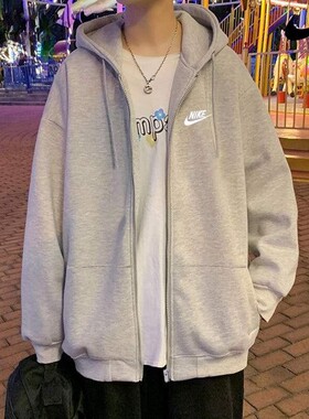 灰色外套Nike耐克针织棉质休闲上衣男夹克套头衫新款运动装BV2649