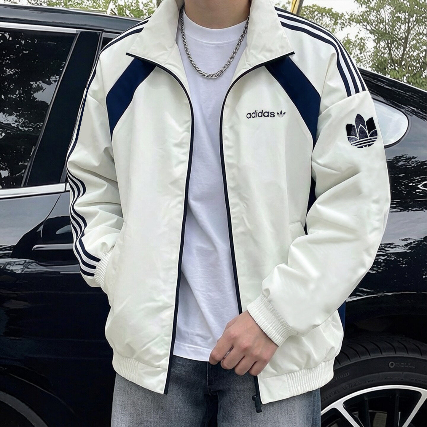 阿迪达斯三叶草棉服男秋冬美式加厚外套复古宽松篮球夹棉棒球服男