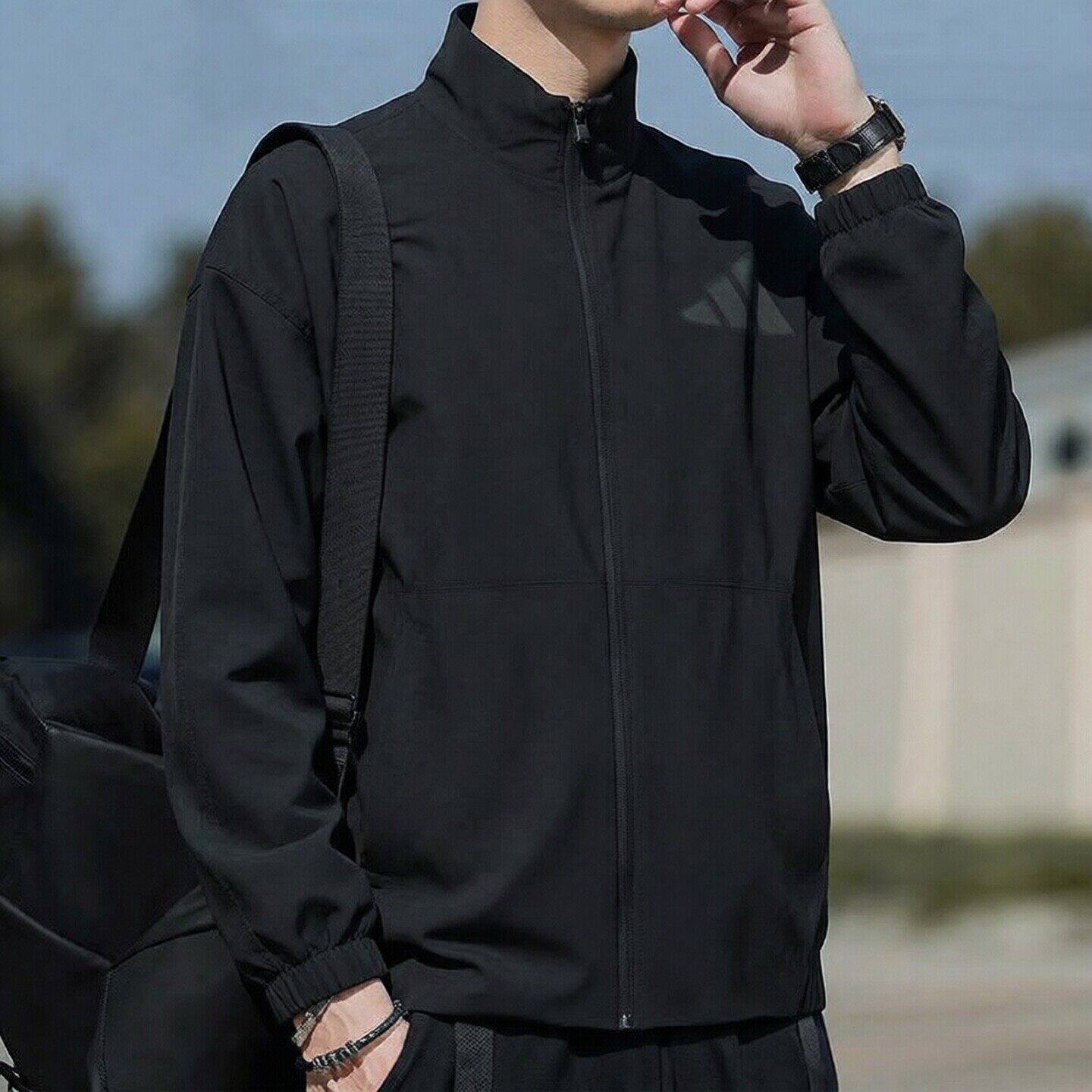 阿迪达斯梭织外套男新款立领防风夹克休闲宽松薄款简约上衣外套