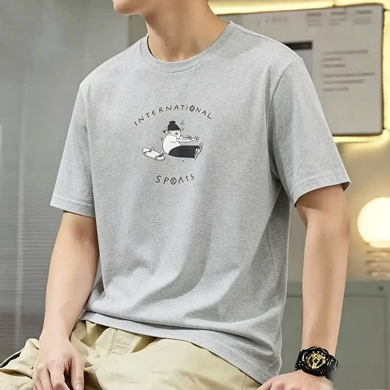 阿迪达斯圆领短袖男三叶草灰色简约宽松薄款舒适透气运动休闲T恤