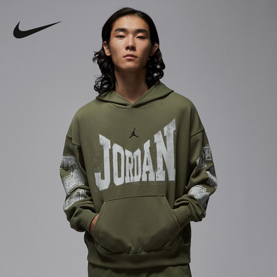Jordan耐克卫衣男装连帽套头衫宽松运动服印花长袖上衣HV0094-222