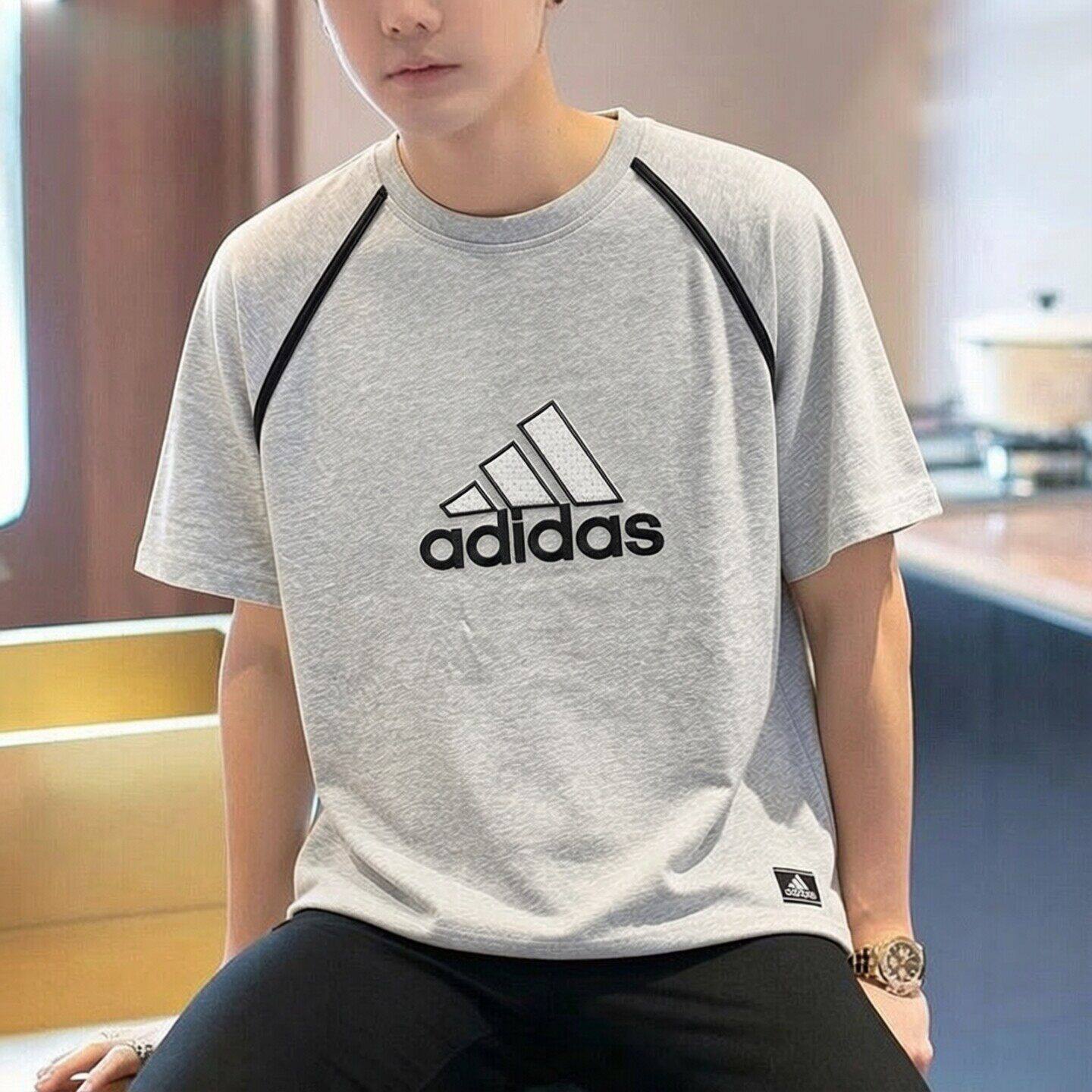 阿迪达斯灰色T恤男夏季新