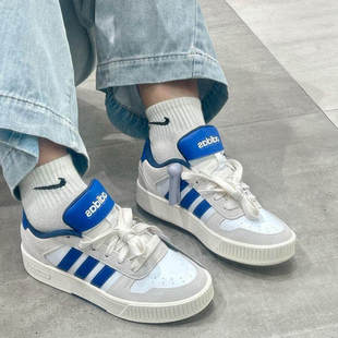 阿迪达斯男鞋女鞋春季新款复古百搭运动板鞋蓝色三条纹低帮休闲鞋