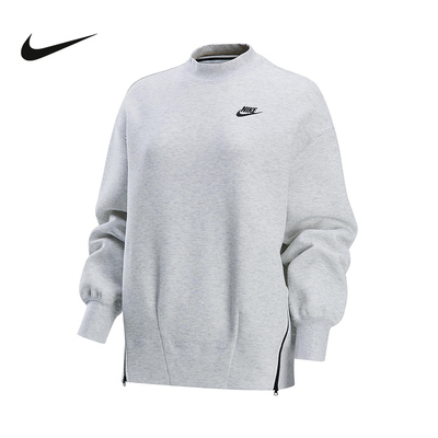 nike耐克女子半高领套头衫24冬新款侧拉链宽松圆领卫衣FV8042-013