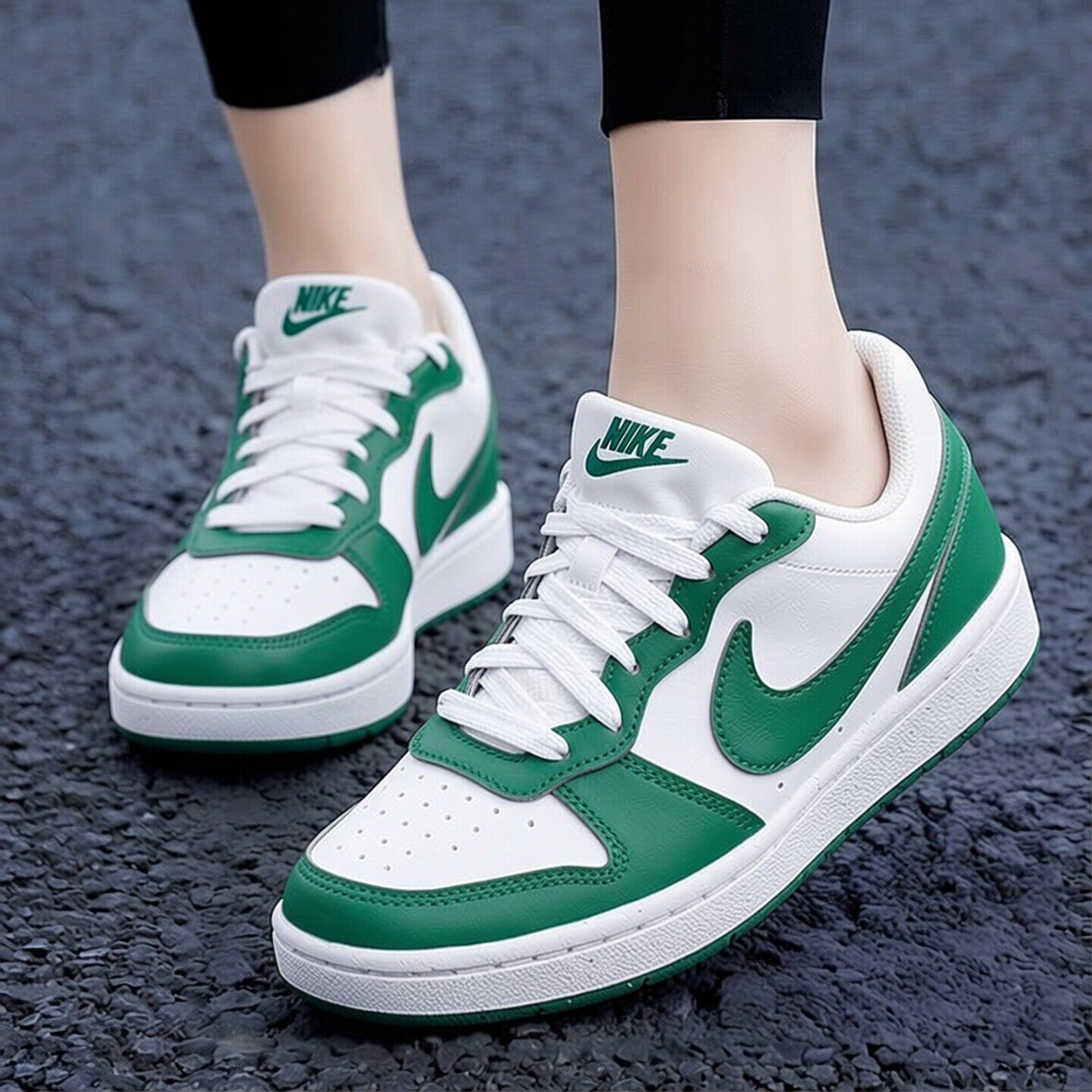 Nike耐克鞋子夏季新款运动鞋正品绿色板鞋轻便休闲鞋低帮皮面女鞋