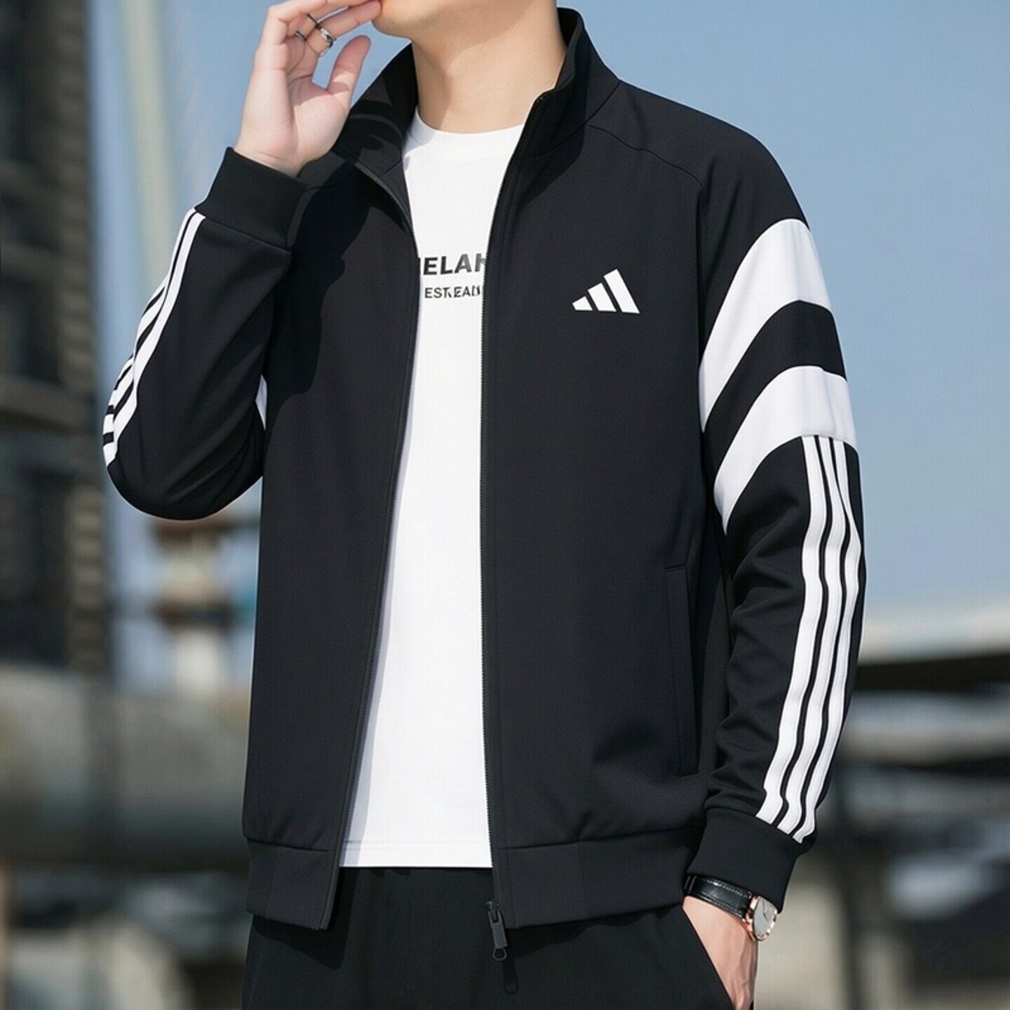 阿迪达斯立领外套男夹克秋季新款针织复古上衣开衫棒球宽松运动服