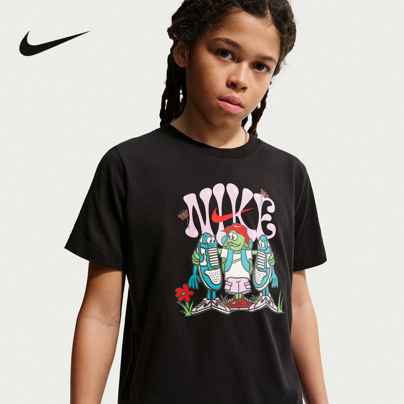 NIKE耐克男女童短袖夏季正品图案印花透气圆领运动T恤IM6652-010