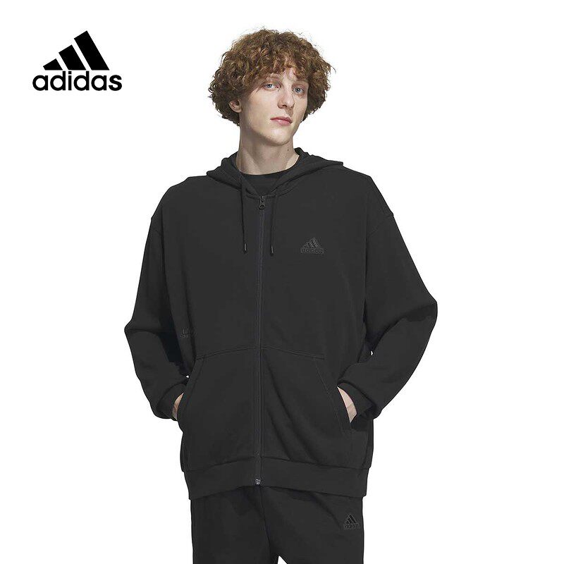 adidas阿迪达斯男装春新款毛圈布运动休闲宽松连帽夹克外套IT3963