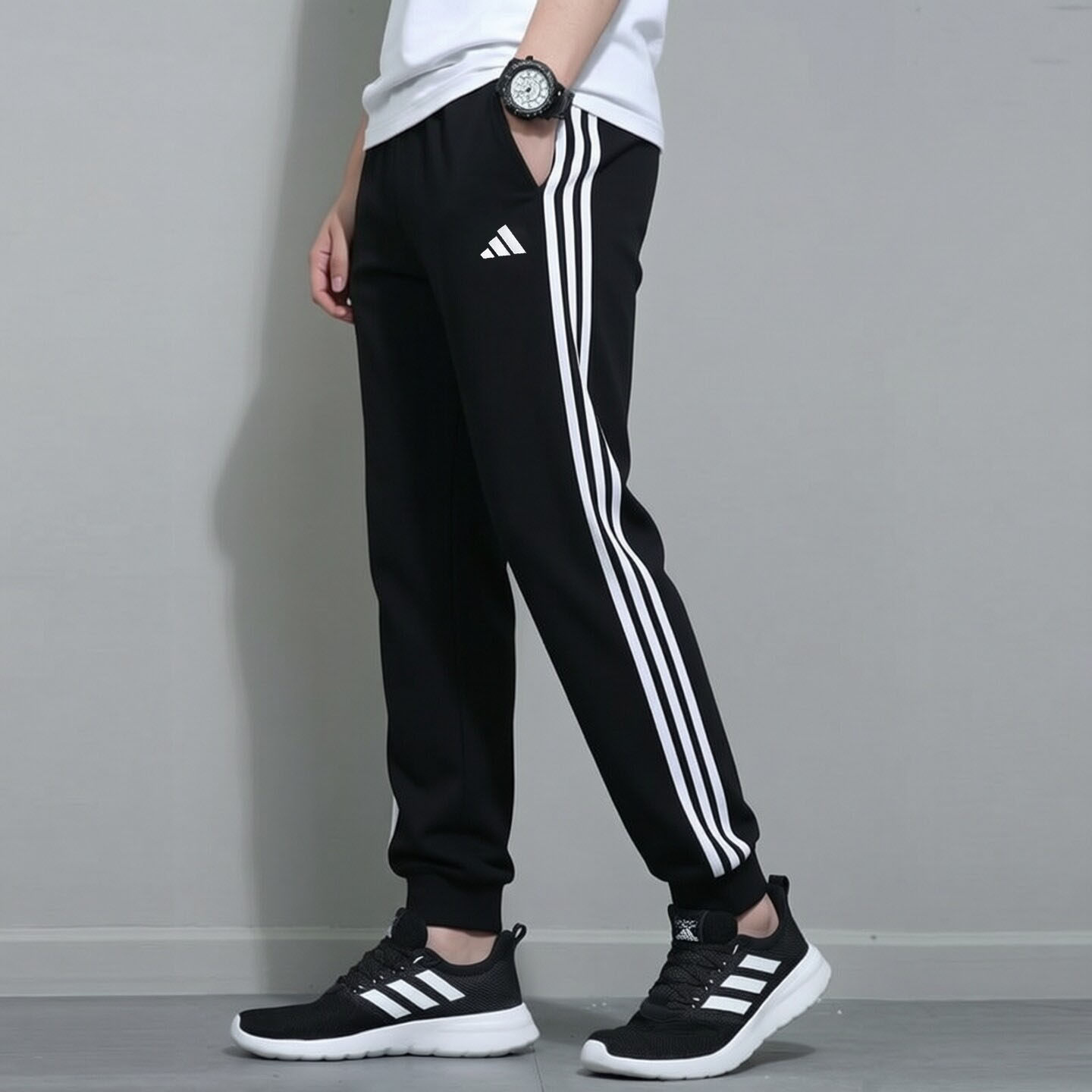 adidas阿迪达斯长裤男裤子秋季新款收脚运动裤宽松三条纹跑步卫裤