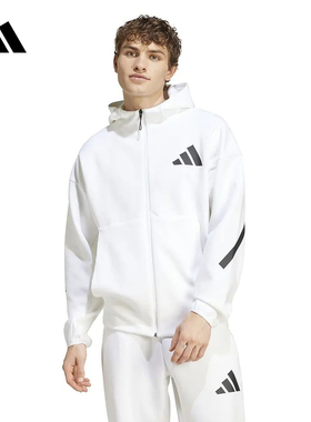 Adidas阿迪达斯男子正品秋季新款连帽休闲运动黑标夹克外套JF2443