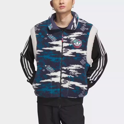 Adidas/阿迪达斯正品新年双面穿男女保暖仿羊羔绒运动马甲IX4218