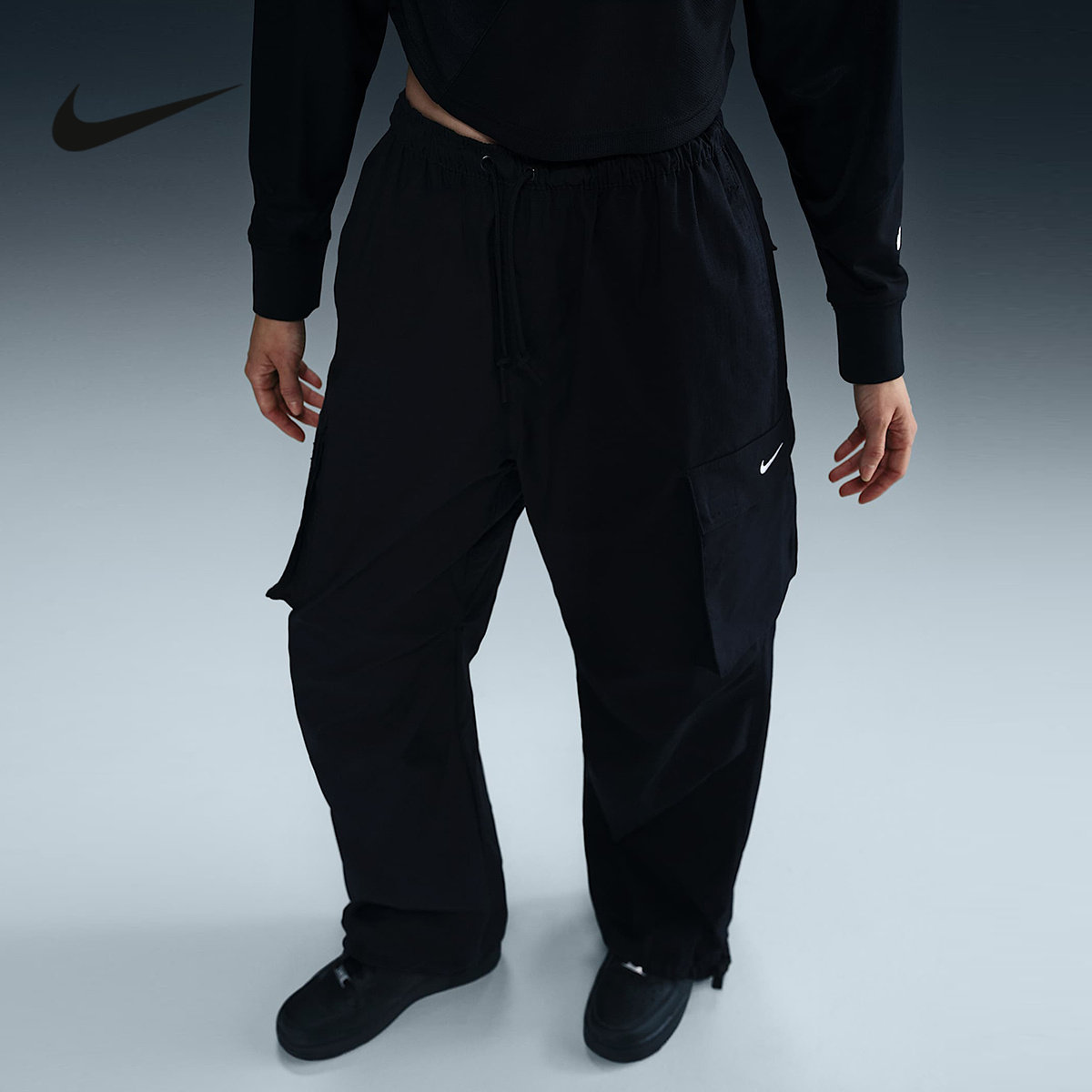 Nike耐克女裤正品春正品系带大口袋宽松工装裤运动长裤IB1059-010