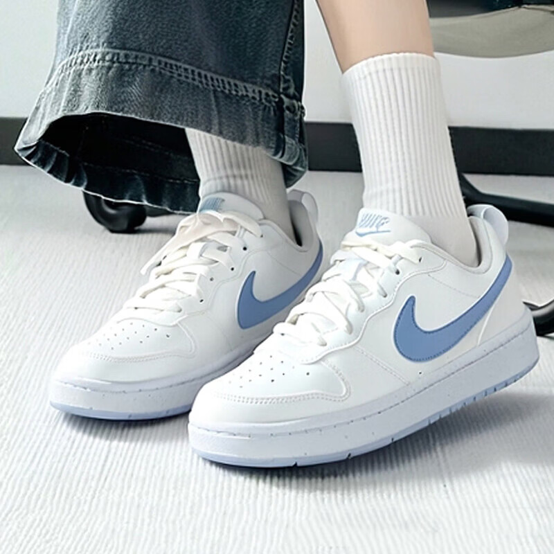 Nike耐克2026年新款女鞋新款白色蓝勾低帮板鞋潮流透气休闲运动鞋