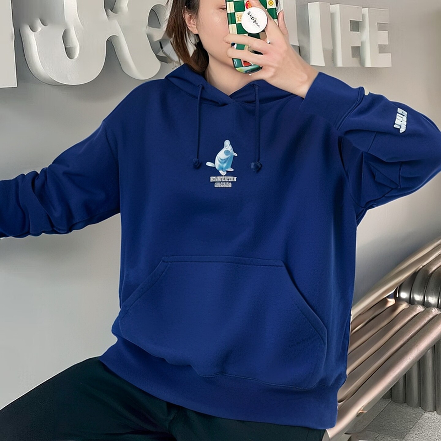 藏蓝色卫衣Nike耐克女装连帽外套宽松训练防风运动服针织纯棉上衣