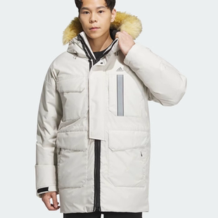 Adidas 阿迪达斯 男款户外运动休闲保暖中长款宽松羽绒服 IS0365