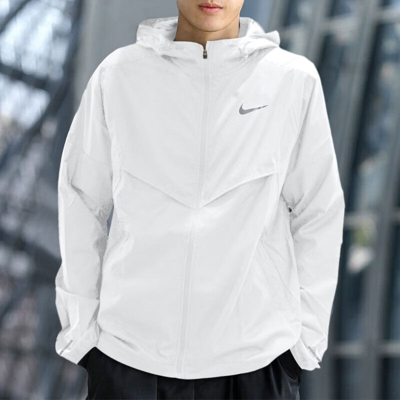 Nike耐克夏季白色防晒衣男士薄款防风运动外套跑步训练上衣FB7541