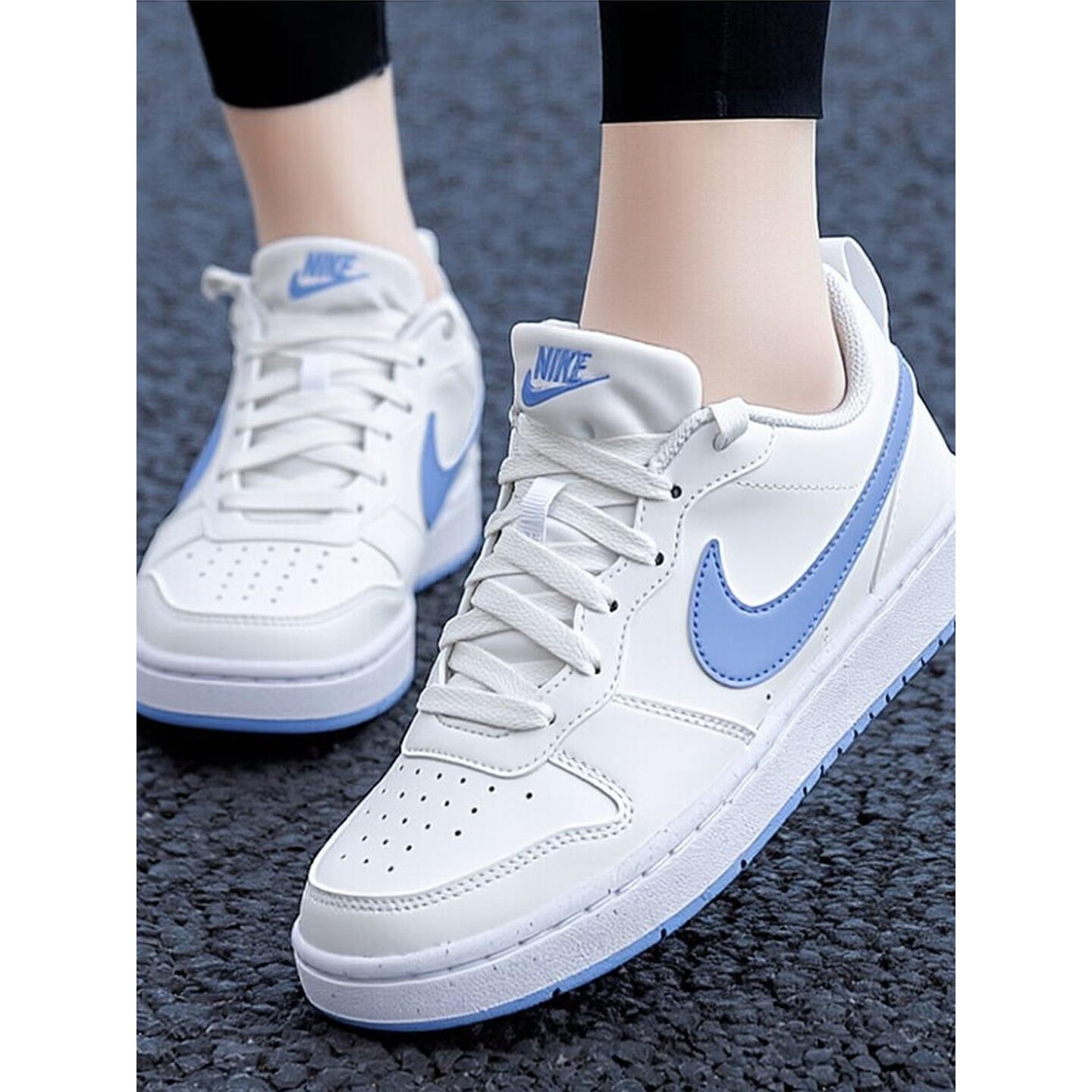 Nike耐克鞋子简版空军一号女鞋白蓝色板鞋正品运动鞋皮面休闲潮鞋