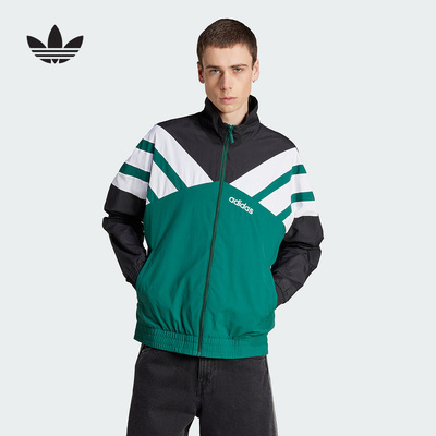 adidas阿迪达斯三叶草男子复古足球风梭织运动宽松夹克外套JX3053