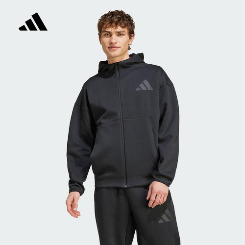 Adidas阿迪达斯男装正品新款针织连帽简约休闲运动夹克外套JE7538