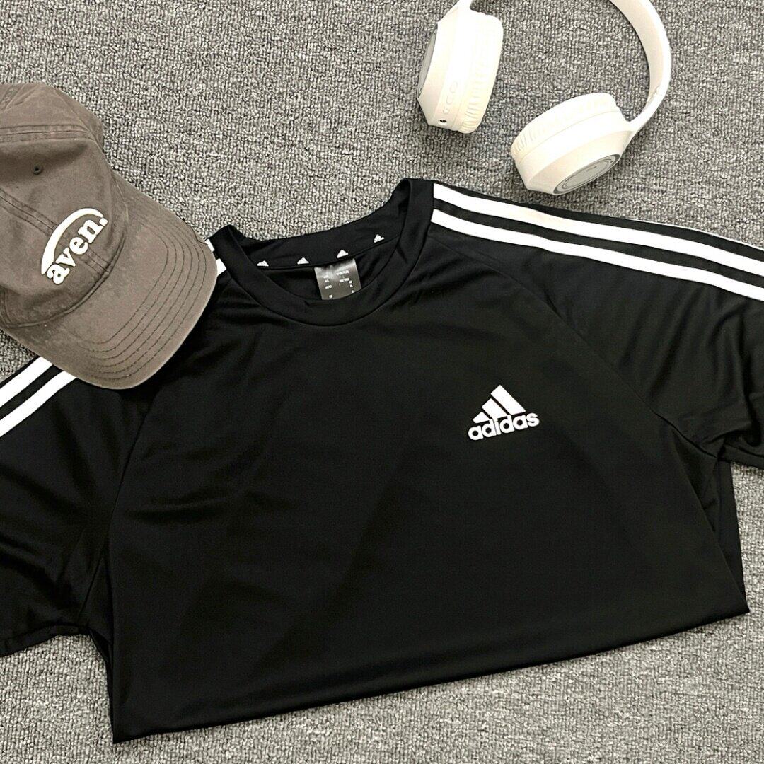 Adidas阿迪达斯三条纹短袖T恤男夏季速干冰丝透气运动服薄款半袖