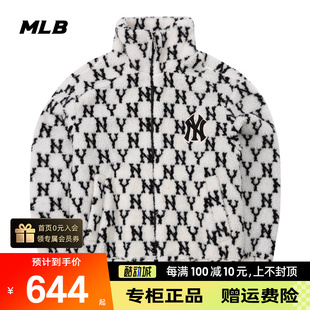 老花绒布纽约洋基抓绒衣3AFDM0126 新款 情侣正品 MLB外套男女装