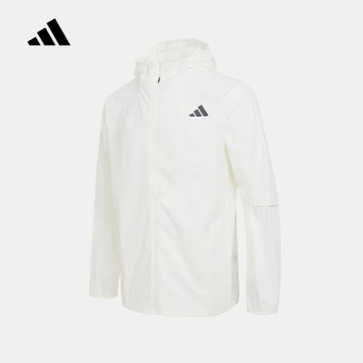 adidas阿迪达斯户外跑步健身服2025秋男白色连帽梭织夹克 KB5159