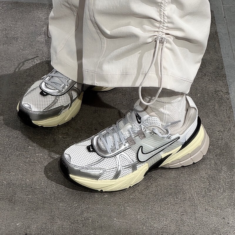 Nike耐克鞋子正品V2K复古老爹鞋厚底女鞋轻便运动鞋灰色休闲跑鞋