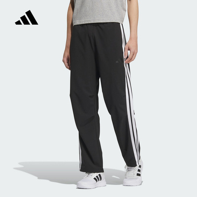 adidas阿迪达斯2025春男梭织宽松长裤可调节直筒运动休闲裤KC3906