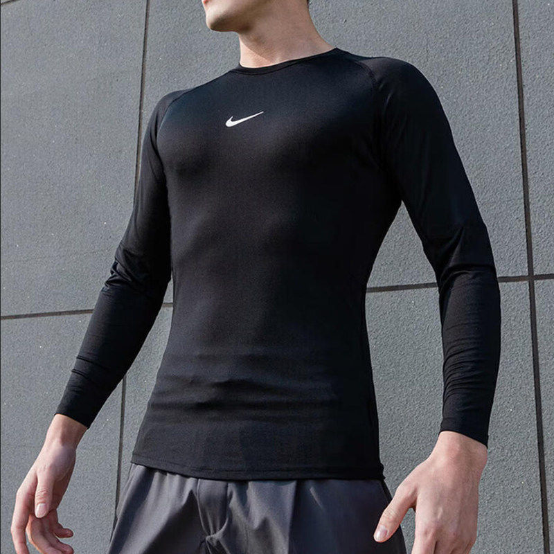 耐克紧身衣男运动健身透气速干Nike正品套头衫圆领长袖T恤打底衫