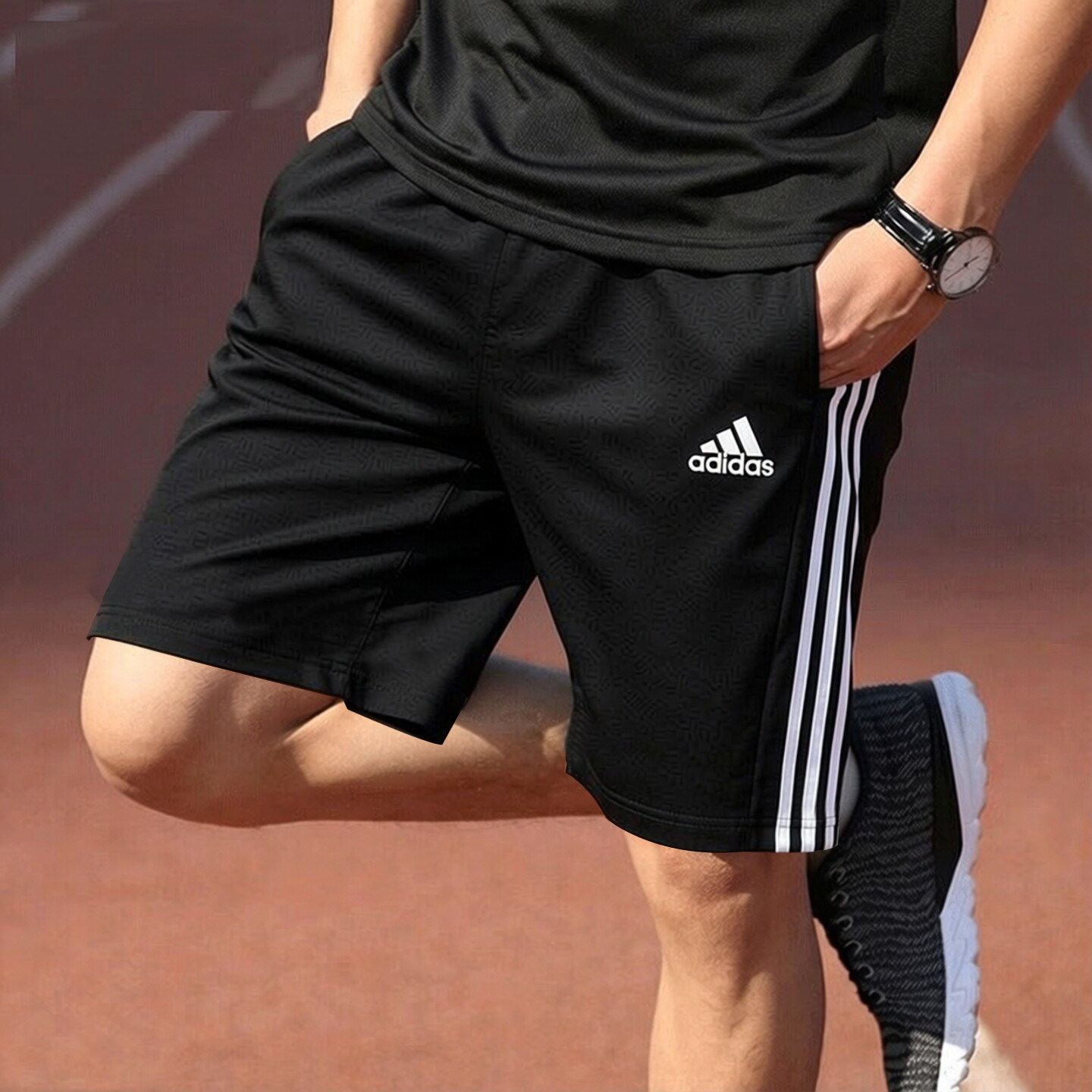 阿迪达斯短裤男夏季正品针织透气棉质三条纹运动裤复古男士五分裤