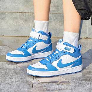 NIKE耐克女鞋秋季新款板鞋中高筒简版空军一号蓝色运动鞋休闲鞋