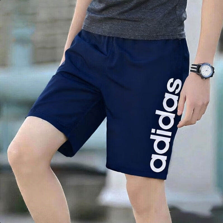 阿迪达斯短裤男裤夏季五分裤健身训练裤子跑步快干透气蓝色运动裤